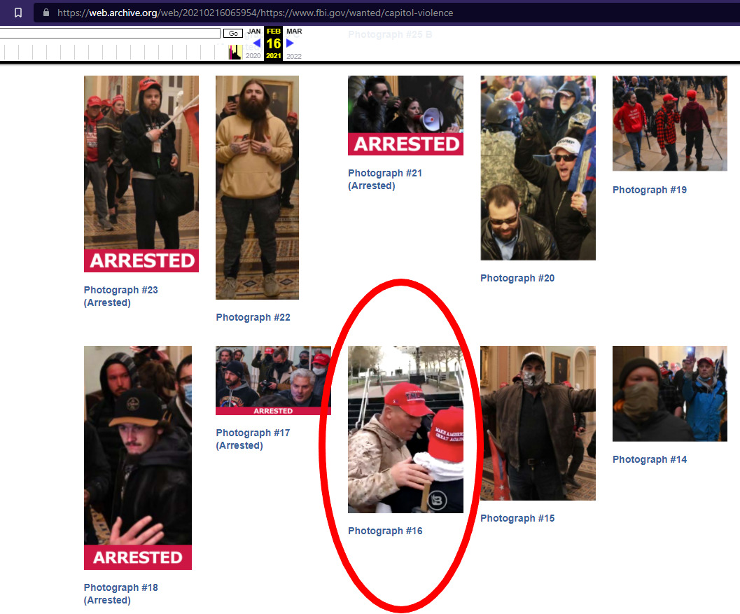 Ray Epps is Suspect 16 in this photo from an FBI page.